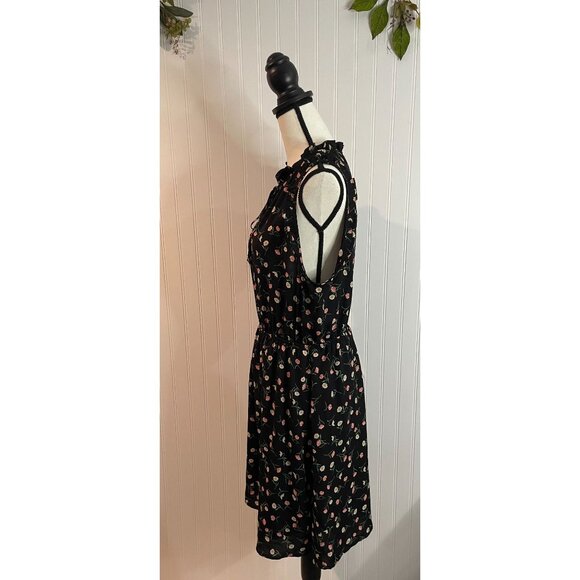 Lucky Brand Black Floral Print Ruffled Sleeveless Dress XL - Picture 4 of 12